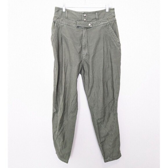 Frame Green Pants Womens Size 30 High Rise Cropped Trousers - Picture 3 of 14